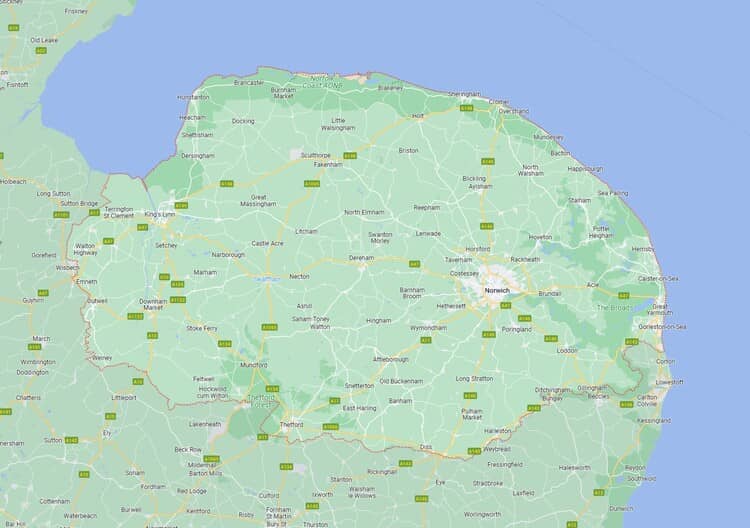 Map of Norfolk area we provide service to